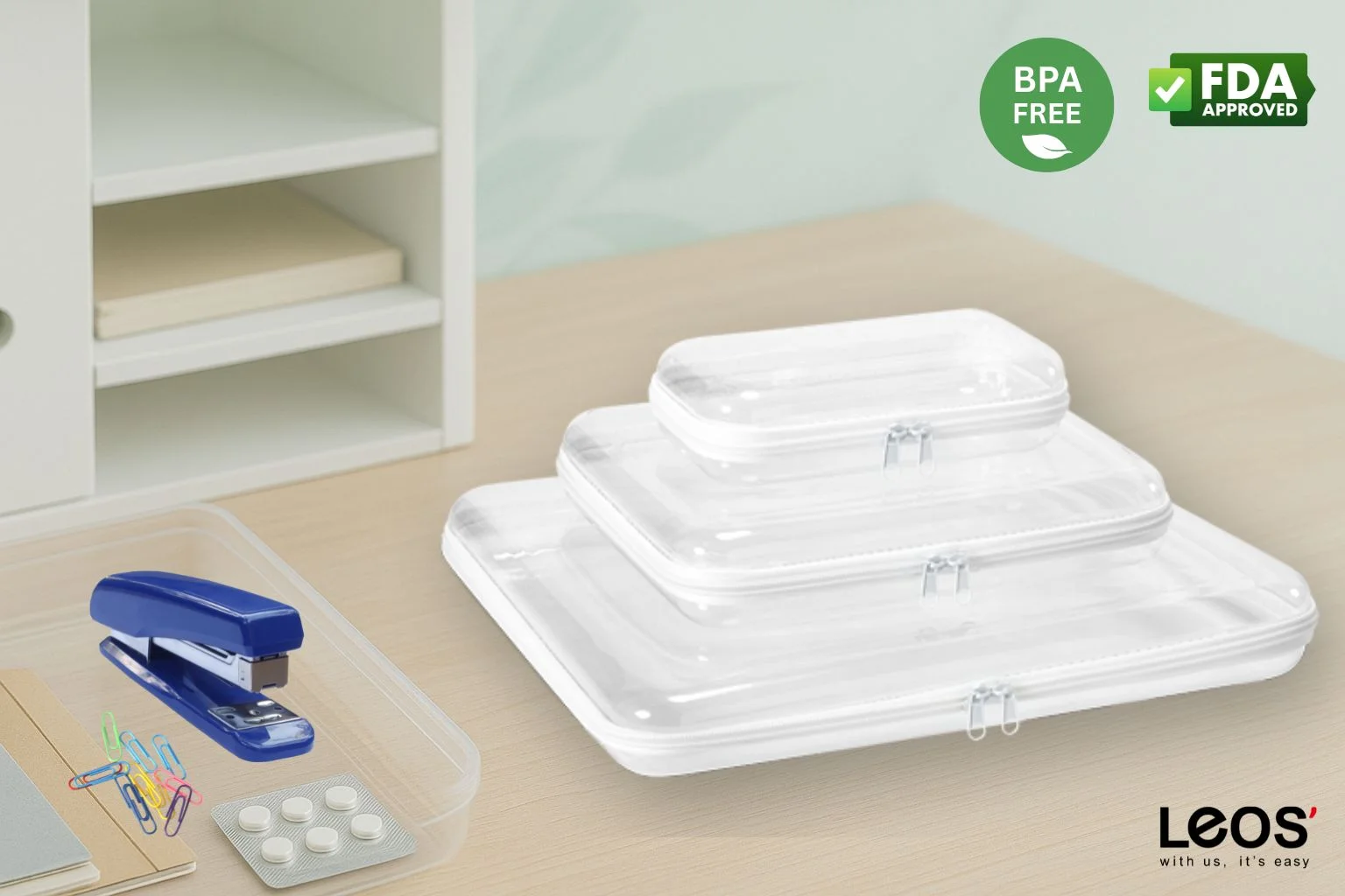 Custodia trasparente con zip approvata dalla FDA e priva di BPA